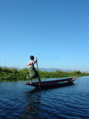 A young leg rower on Inle Lake in the Shan state